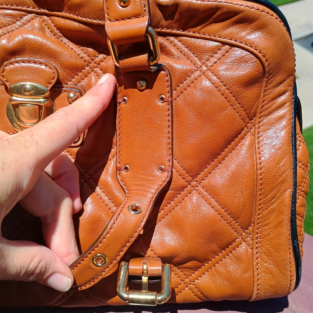 Marc Jacobs 'Emily' Bowler Satchel in Caramel Brown Quilted Leather - Picture 7 of 15